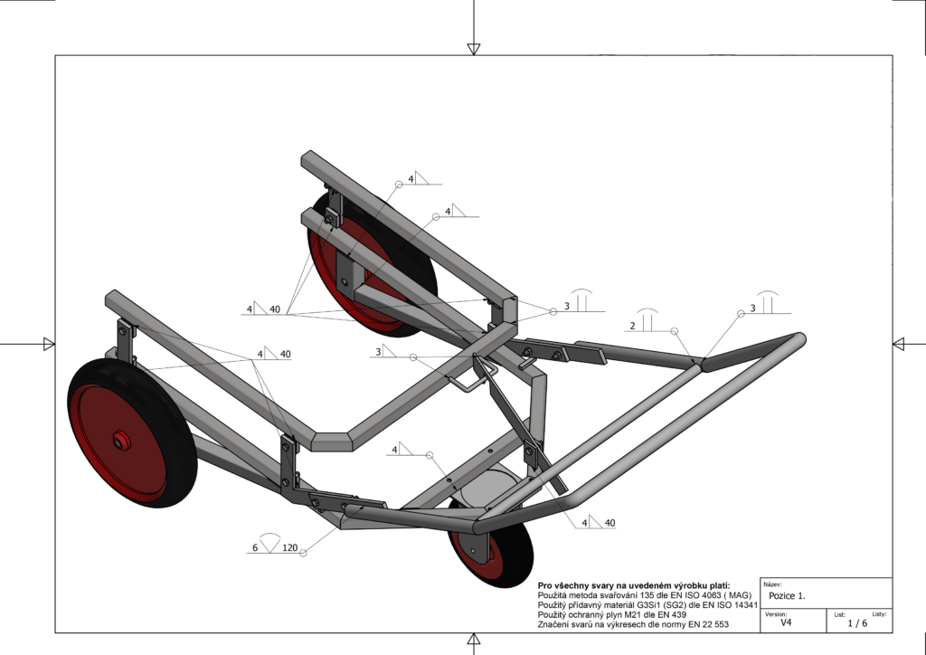 3D modelování pojízdného vozíku