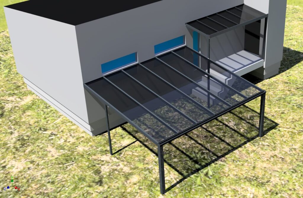 3D vizualizace hliníkového přístřešku